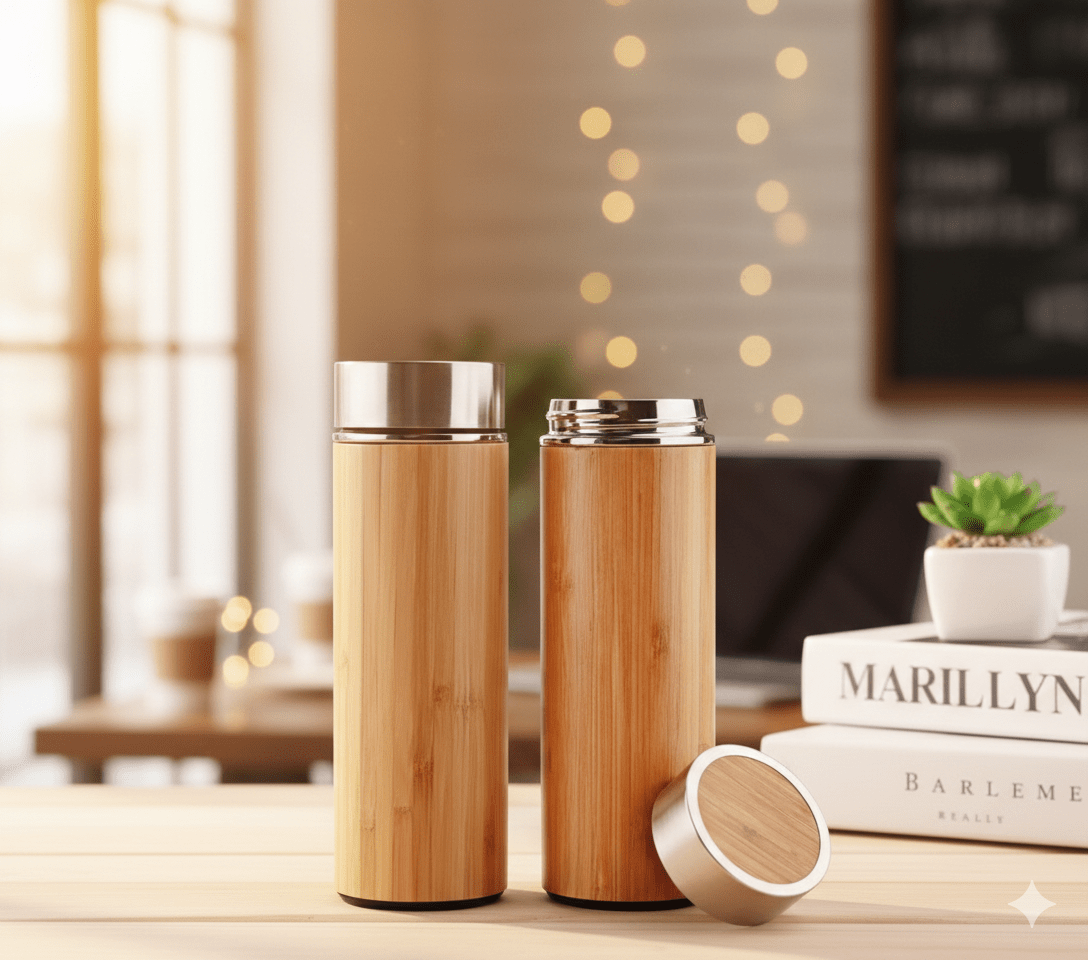 Bamboo Vacuum Insulated Bottle 500 ml - House Of Junglore